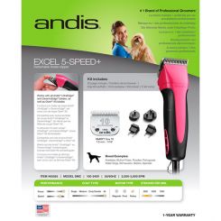 Машинка для стрижки животных Andis SMC Excel 5-Speed+, розовая артикул AN 65565 фото, цена AN_22571-06, фото 6