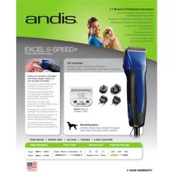 Фото Машинка для стрижки тварин Andis SMC Excel 5-Speed+, синя - 6